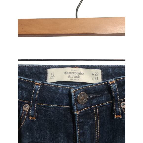 Abercrombie & Fitch Dark Rinse The Skinny Boot Cut Jeans Size 4 Short - Picture 4 of 6